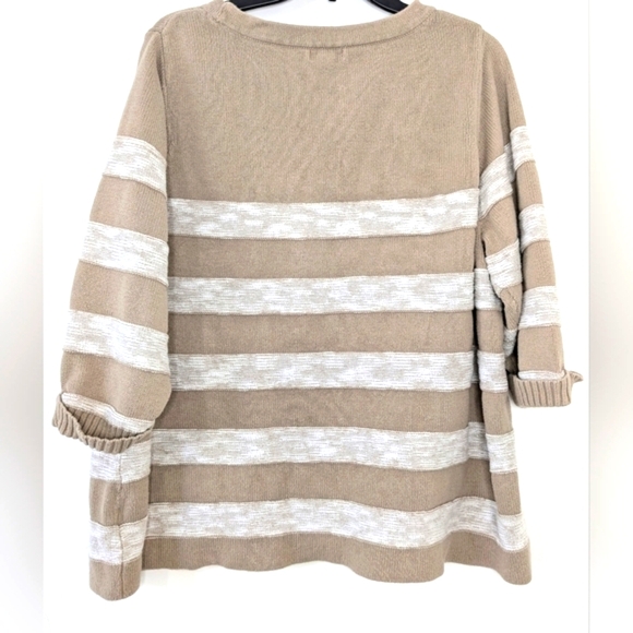 Croft & Barrow 2XL Tan Stripped Sweater - Picture 2 of 3